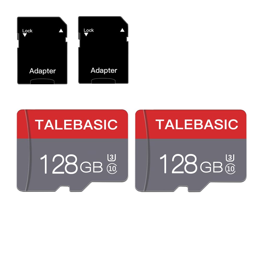 2 Pack 128GB Memory Card Class 10 Flash Card Fast Speed TF Card with Adapter for Tablet/Mobile Phone/Camera/Car Audio/Game Console(2 Pcs 128GB)