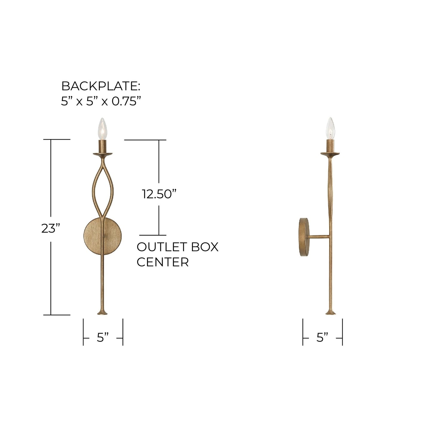 Capital Lighting 652511ML Cohen Art-Inspired Luxe Candle Wall Sconce Light, 1-Light 60 Watt, 23" H x 5" W, Mystic Luster
