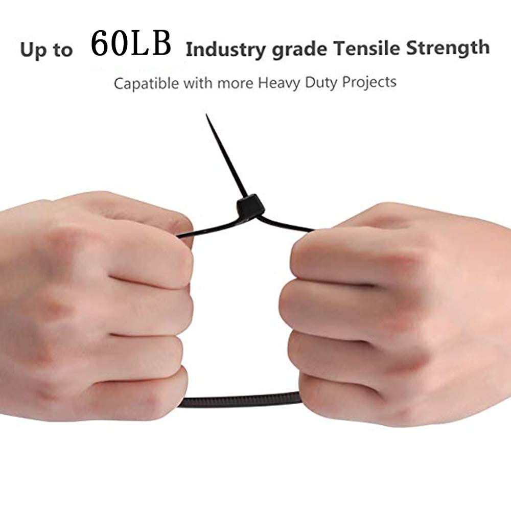 AGAOTIAN Black zip ties large Cable ties Nylon zip ties 16 inch long Zip ties100 per pack Environmentally friendly Industrial quality Uses 3 latches