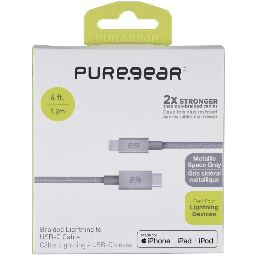 PureGear USB C to Lightning Cable, Braided Apple MFi Certified Charging Data Sync Cable Support Power Delivery and Type C Chargers for iPhone…