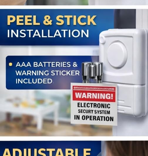 120dB Window or Door Alarm Vibration Security Emergency Burglar Wireless Shock Detection, Home Security, Safety, Apartment, Condo, Dorm, House, Easy