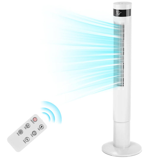 Antarctic Star Tower Fan Portable Electric Oscillating Fan Quiet Cooling Remote Control Standing Bladeless Floor Fans 3 Speeds Wind Modes Timer