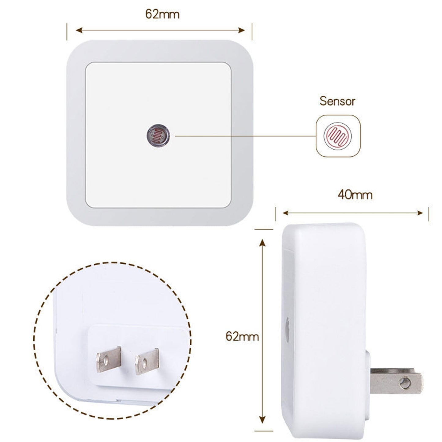 Hplvetoys Night Lights Plug into Wall,Dusk-to-Dawn Sensor with Automatically Turn on and Off Night Light Bedroom,Bathroom,Stairs,Warm, 4 Packs