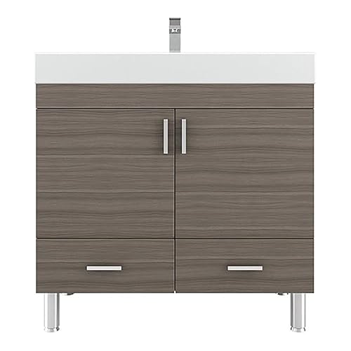 Alya Bath At-8089-G 36" Single Bathroom Vanity with Mirror in Grey