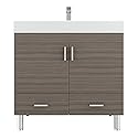 Alya Bath At-8089-G 36" Single Bathroom Vanity with Mirror in Grey
