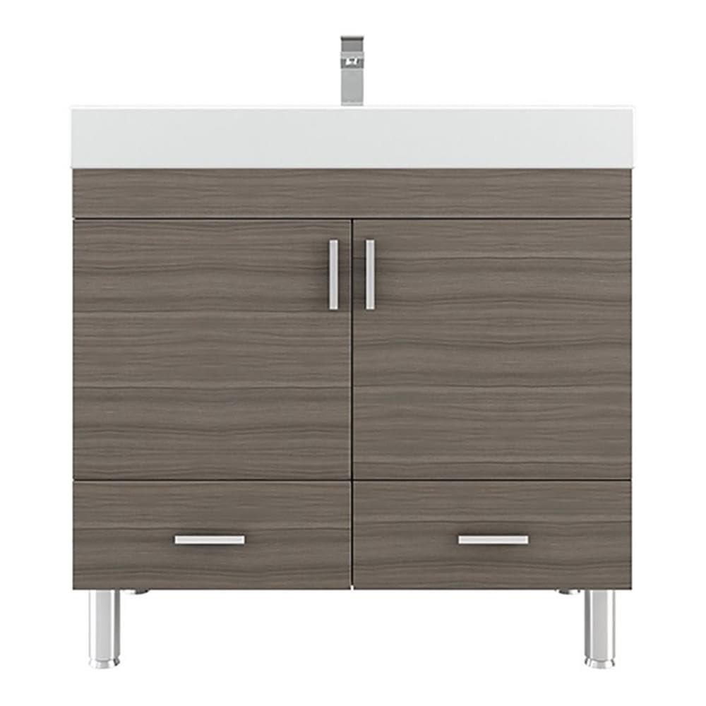 Alya Bath At-8089-G 36" Single Bathroom Vanity with Mirror in Grey
