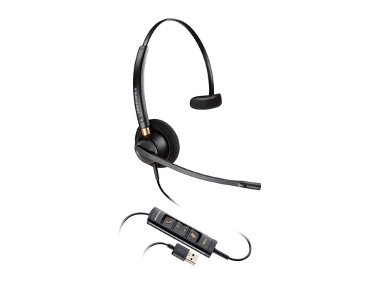 Poly - EncorePro 515-M USB-A and USB-C USB Headset (Plantronics) - Optimized for Teams - Hold & Call Answer Buttons - Works with Avaya, Genesys…