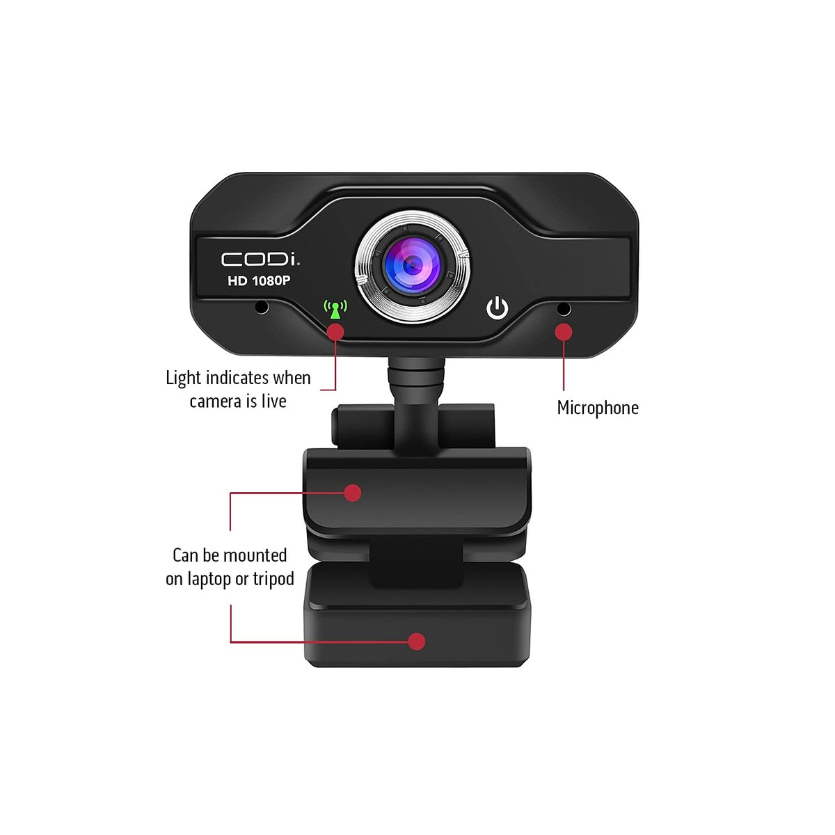 CODi Aquila HD 1080P Fixed-Focus Webcam