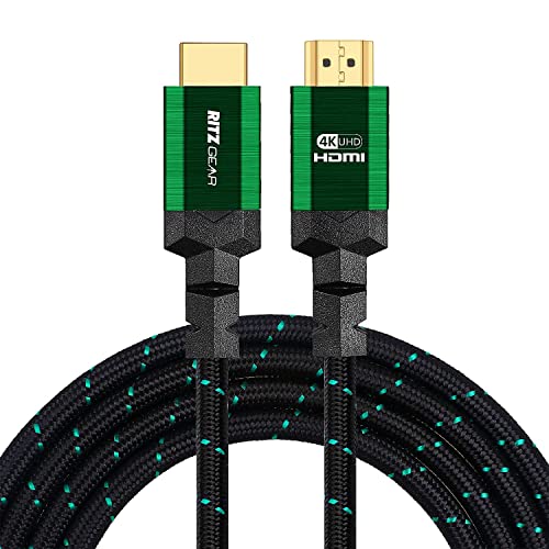 Ritz Gear 4K HDMI 2.0 Cable 6 ft. [5 Pack] 18 Gbps Ultra High Speed Braided Nylon Cord & Gold Connectors - 4K@60Hz/UHD/3D/2160p/1080p/ARC & Ethernet.