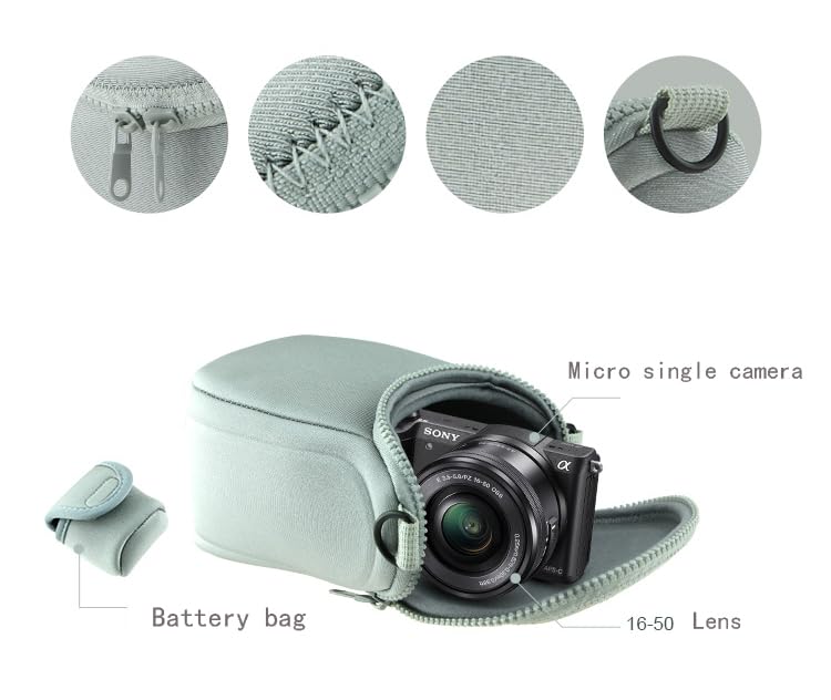 BIZOEdigital Protable Camera Cover Case Bag For Olympus E-M10 EM10II E-M5II EP3 EM5 EPL6 EPL7 E-PL8 EPL5 EP5 14-42mm Lens with strap (Grey)