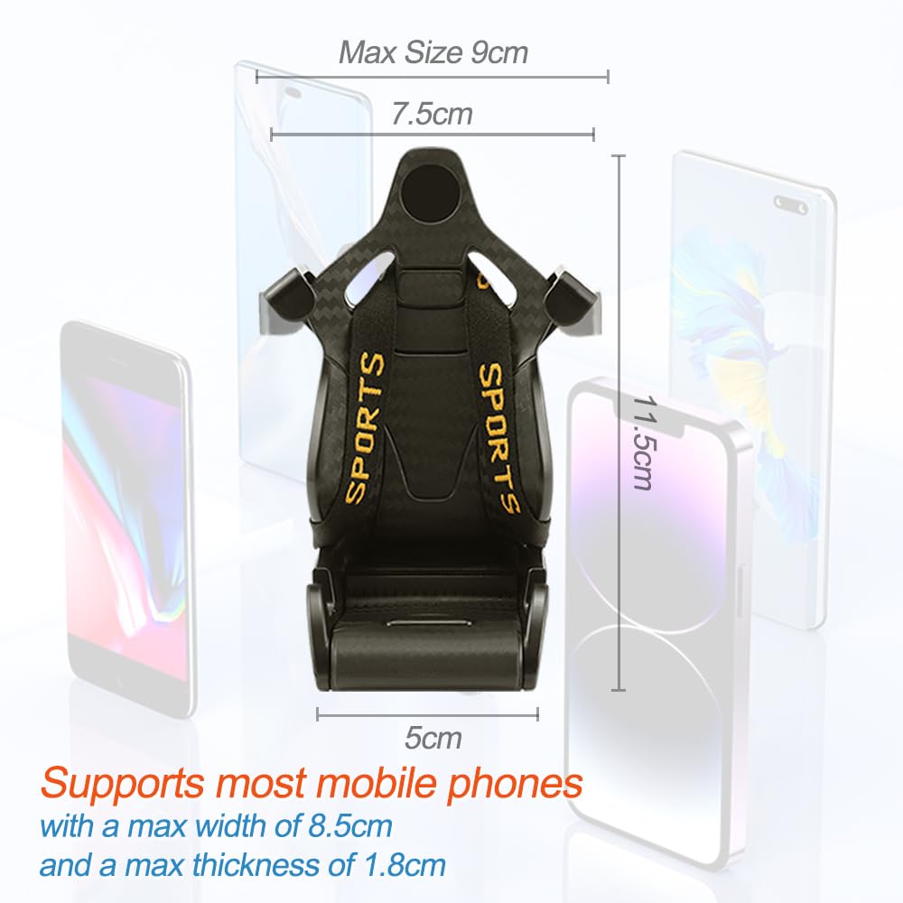 SANTACIN Racing Seat Cell Phone Holder, Universal Car Vent Phone Mount, Universal Fit for Smartphones, Adjustable Attachment, Mobile Phone Air Vent