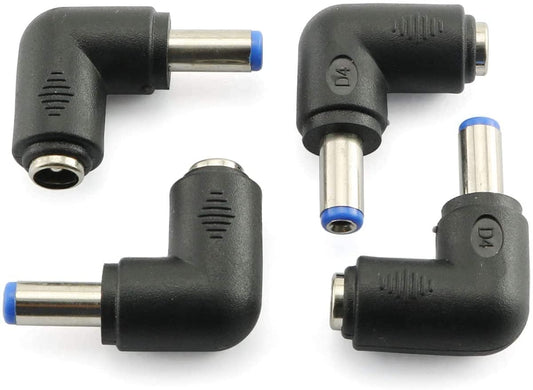 Longdex 4pcs 90 Degree 5.52.1 Mm Male Jack to 5.52.1MM Female Plug Right Angle L Shaped DC Power Connector Adapter for Laptop