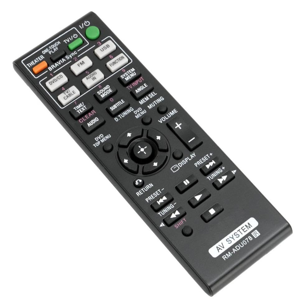 RM-ADU078 Replacement Remote Control for Sony Home Theater AV System in Living Rooms or Rooms, Size Approximately About 6 x 2 x 1 in, Replace Remote