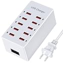 USB Charger 10-Ports Charging Station for Multiple Devices USB Wall Charger Power Hub Strip Smart Plug Charging Dock Block Compatible for iPhone