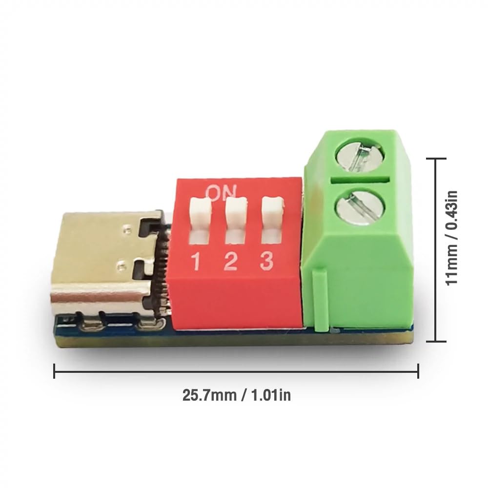 Mini PD Sink PD3.0/2.0, BC1.2 DC-DC Buck Converter Adjustable Power Supply Module 24V to 20V 15V 12V 9V 5V (2 Pack).