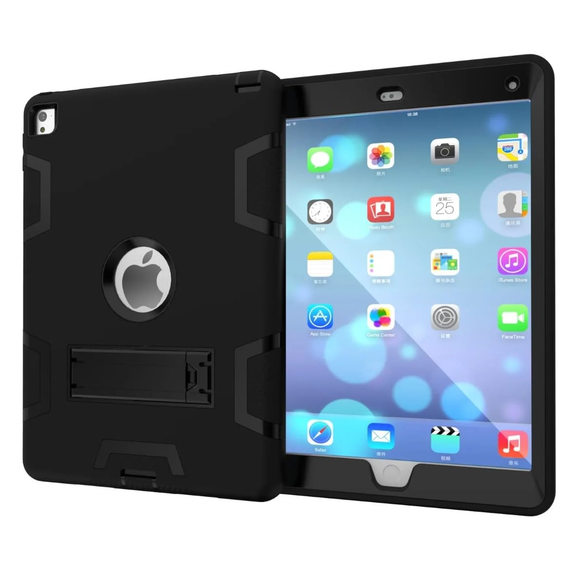 Waillynice Shockproof and Anti-Drop Protective Case for IPad Pro 9.7 Tablet, for IPad 2 Protective Case 3 4 5 6 Contrast Air2 Bracket (Black,for Ipad