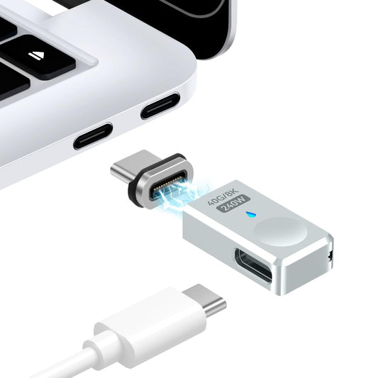 HESKUL Magnetic USB C Adapter Side Port, Straight USB C Magnetic Adapter 24 Pins with 240w Charge USB4 40Gbps 8K 60Hz for Thunderbolt 3/4, MacBook…