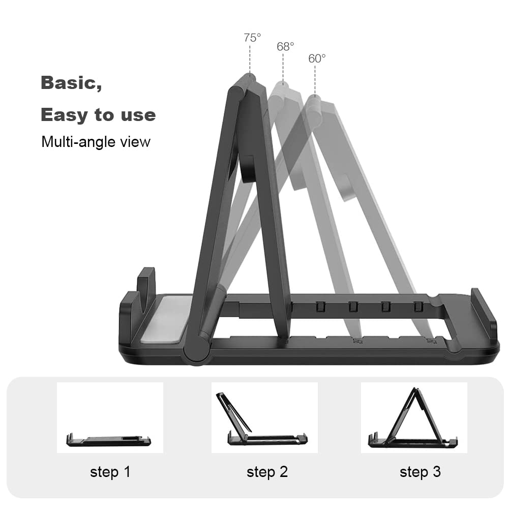 Kemoxan 2 Pack Portable Cell Phone Stand Holder for Desk, Foldable Pocket-Sized Mount, Universal Adjustable Desktop Mobile Phone Kickstand Compatible