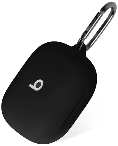 Geiomoo Silicone Case for Beats Powerbeats Pro 2, Soft Flexible Scratch Resistant Protective Cover with Carabiner (Black)