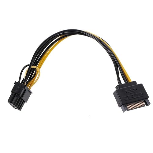 Atneway 15Pin SATA Male to 8pin(6+2) PCI-E Female Video Card Power Supply Adapter Cable,8 Pin PCIe to SATA 15 Pin Power Cable (20CM/8inch)