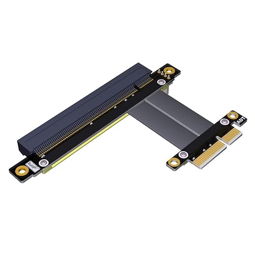 ADT-LINK PCI-E x4 x16 Extension Riser 16x 4X PCIe3.0 GTX1080Ti Graphics SSD RAID Card Extender Conversion Cable Angled 1U PCI-Express (15CM)