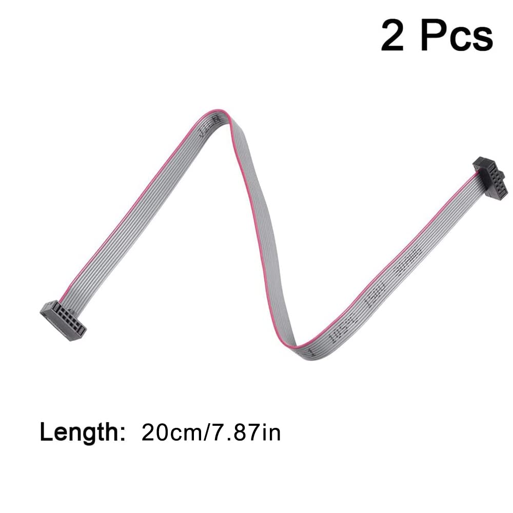 Treedix 2PCS IDC Ribbon Connector Flat Ribbon Cable Jtag Cable 1.27mm Pitch 2 Row 10 Pins Connector Female to Female Wires SWD Cable Length 200mm/7.87