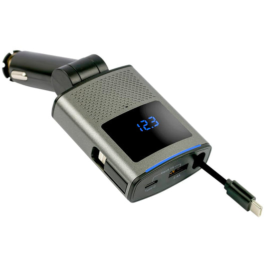 Single Retractable 39" Cord,80.5W Car Charger Adapter with Type-C Adapter 3-in-1 PD 65W Fast and Safe Charging, Zero Risk to Car & Device, Battery