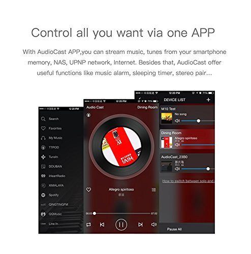 ACEMAX M5 AudioCast Wi-Fi Wireless Audio Transmitter Adapter - AirPlay/DLNA/UPnP Streaming to Speakers, 2.4G Wi-Fi Multi-Room Music Cast, Spotify