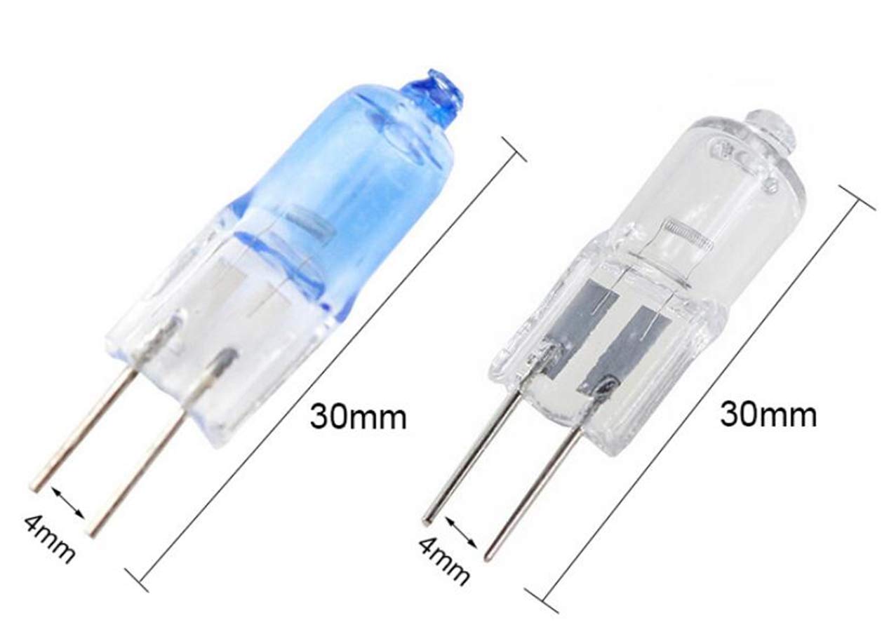 10W Halogen Bulbs 10 Watt T3 G4 Base 12 Volt Light Bulb 10W 12 Volt T3 JC Lamp Halogen Light Bulbs,T3 G4 Bi-Pin Base,Blue Glass Cover, Warm Soft White