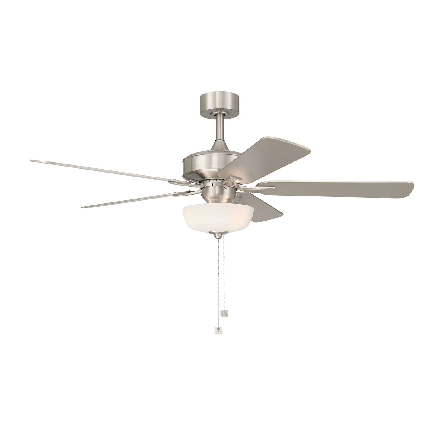 DESIGNERS FOUNTAIN Gallant II Ceiling Fan with Lights, 52 Inch LED 3000K Indoor Outdoor 5-Blades Fan, Pull Chain, Brushed Nickel, FP-GLT52B30A-BN