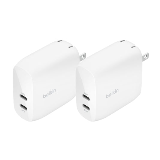 Belkin Dual USB C Charger Block 60W (2 Pack) w/PPS Super Fast Charging - Samsung Galaxy S25, Apple iPhone 17, Air, Pro, Pro Max, iPad, AirPods, Apple