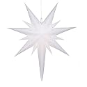 Wintergreen Lighting 26" White Bethlehem Star Fold-Flat Christmas Star Lights Reusable LED Plug-in or Battery Indoor-Outdoor 3D Hanging Decoration