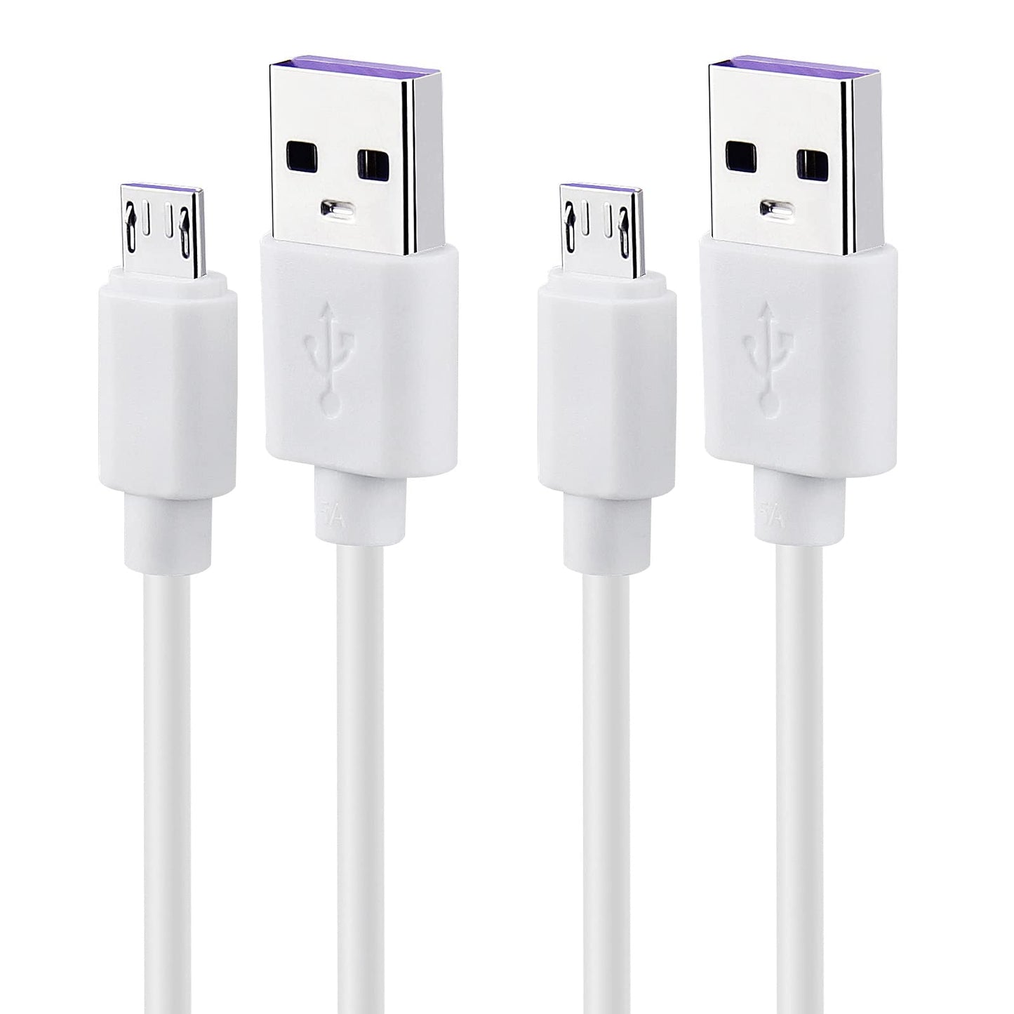 Smays USB to Micro USB Cable 3ft Charging Cord White 2-Pack