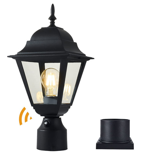 Windben Dusk to Dawn Outdoor Post Light,Waterproof Cast Aluminium Lamp Post Light Fixture,Post Lantern with Pier Mount Base,Matte