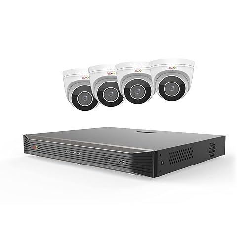 Revo America Ultra HD 8 Ch. 2TB HDD IP NVR Video Surveillance System, 4 x 4K IP Turret Audio Security Cameras (Motorized Varifocal Lens) - Remote