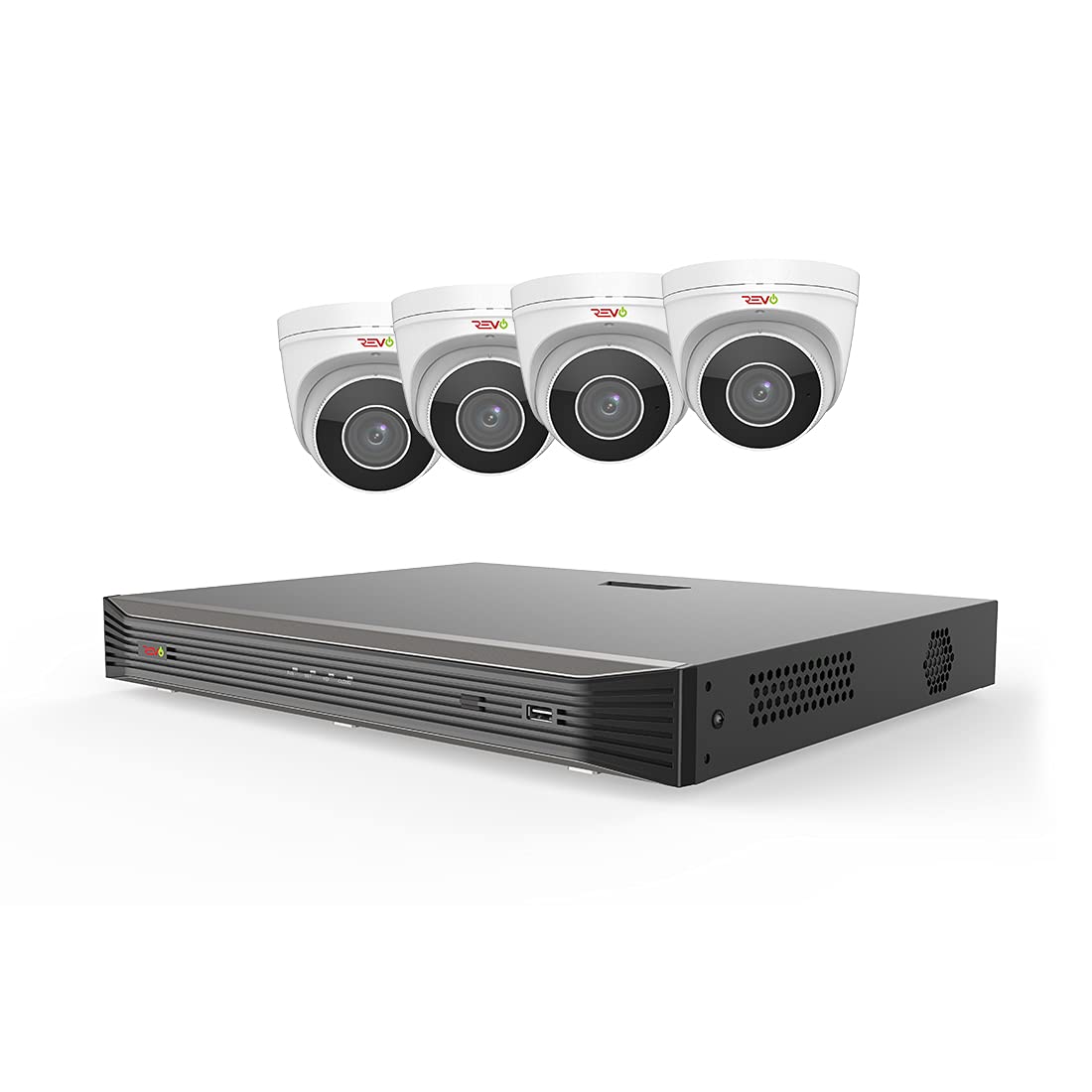Revo America Ultra HD 8 Ch. 2TB HDD IP NVR Video Surveillance System, 4 x 4K IP Turret Audio Security Cameras (Motorized Varifocal Lens) - Remote
