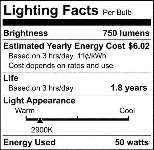 Satco S1981 Halogen Light Bulb, 120V, 50W, Clear Finish, Bayonet Double Contact Base, Dimmable, 2000 Hours Rated Life, BA15d ANSI Base, 750 Lumens
