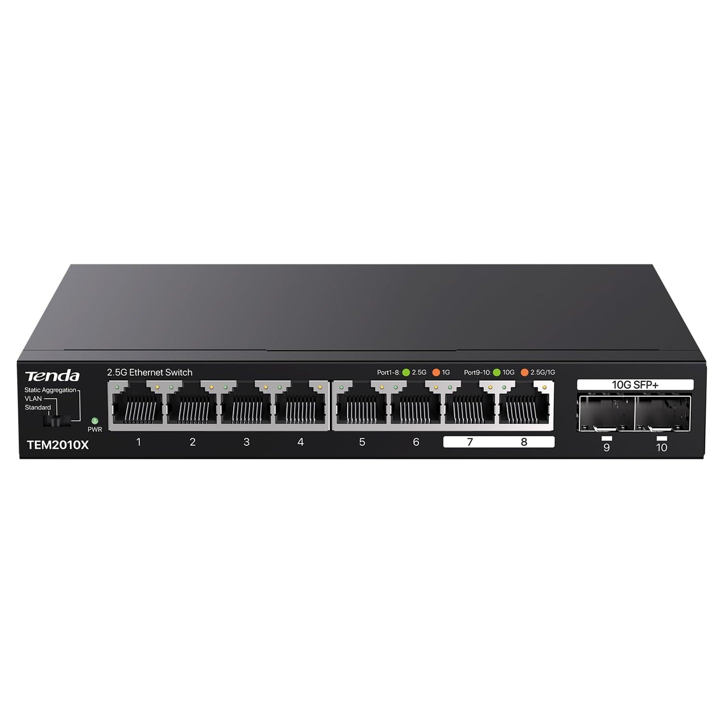 Tenda 2.5Gb Ethernet Switch | 10 Port 2.5G Network Switch | 8 x 2.5G Ports & 2 x 10G SFP+ | Plug & Play | Unmanaged Switch | Desktop/Wall-Mount |