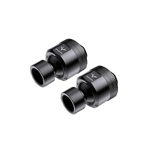 GRANZON 2-Pack G1/4" Male to Female Extender Connector 90°/45°Rotary Elbow Enhance Multi-Direction Rotary Fittings for PC Water Cooling System (Black)