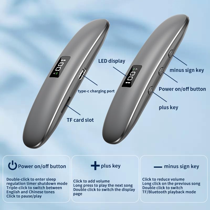 Micool Bone Conduction Sleep Speaker - 15H Battery, Bluetooth 5.3 & TF Card Mode | Under-Pillow Design for Private Music & Soothing Sleep
