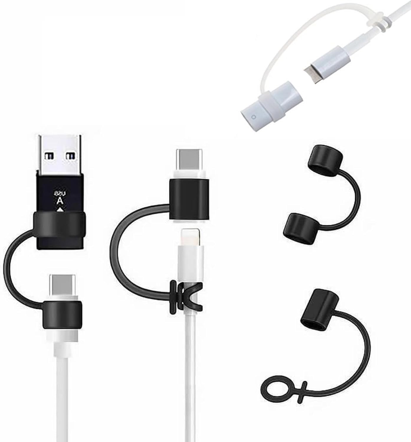 2pcs Silicone Cable Converter Holder Strap Tether,Anti Lost Cover Protections Sleeve Case for Various Charging Adapters Cable Adapter,Cable Straps
