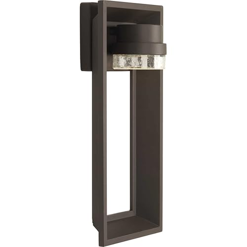Progress Lighting Z-1010 LED Collection 1-Light Clear Seeded Glass Modern Outdoor Wall Lantern Light Architectural Bronze