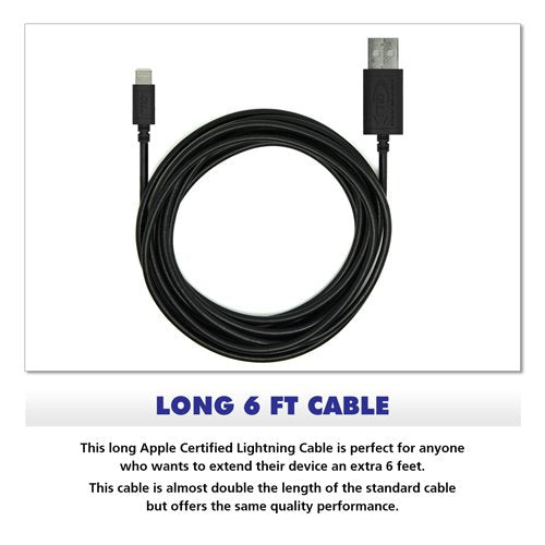 RND Apple Certified Lightning USB 6ft Cable (6-Pack) for iPhone (10, X, 8, 8 Plus, 7, 7 Plus, 6, 6 Plus, 6S, 6S Plus, 5, 5S, 5C, SE) iPad (Pro, Air…