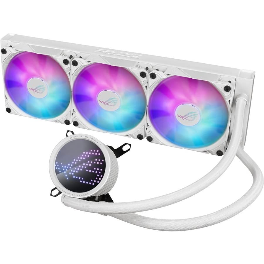 ASUS ROG RYUO III 360 ARGB White Edition All-in-one AIO Liquid CPU Cooler 360mm Radiator, Asetek 8th gen Pump Solution, Anime Matrix™ LED Display