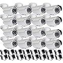 VideoSecu 16 Pack Built-in 1/3'' Effio CCD Security Cameras 700TVL Home CCTV Video IR Zoom Bullet Outdoor Day Night 4-9mm Zoom Focus Lens 42 Infrared