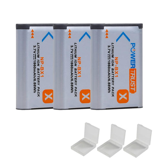PowerTrust 3X NP-BX1 Battery for Sony NP BX1/M8 Cyber-Shot DSC-HX80 RX1 RX1R RX100 RX1RII H400 HX300 HX50V HX90V WX300 WX350 HDR-AS10 Cameras