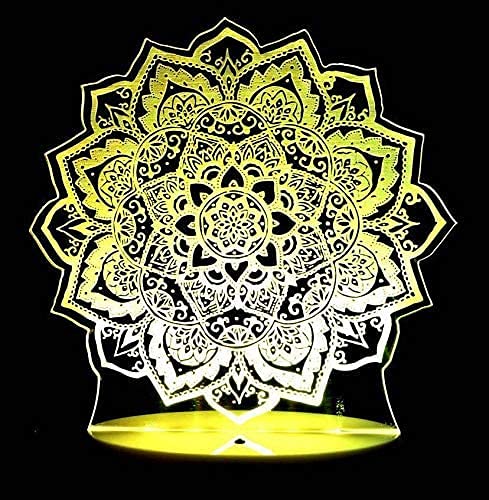 Jinnwell 3D Lotus Flower Night Light Lamp Illusion 16 Color Changing Table Desk Decoration Lamps Gift with Acrylic Flat ABS Base USB Cable Toy