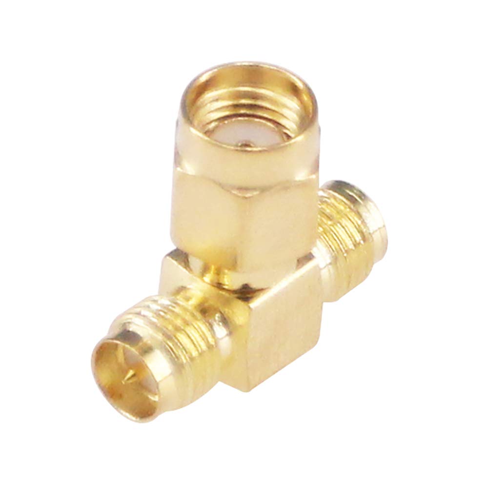 RFaha 4pcs Antenna Adapter RPSMA Male to Dual RPSMA Female Connector T Type 3 Way Splitter Antenna Converter(NOT for TV)(F05-4)