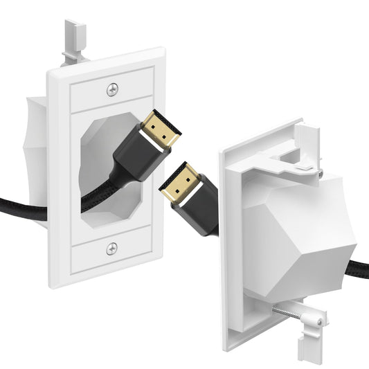 Fosmon Recessed Low Voltage Cable Plate 1 Gang, in Wall Cable Management Kit, Single Gang Cable Pass Through Plates TV Cord Hider for Wall Mounted TV