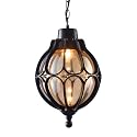 SLAWA Outdoor Pendant Light For Porch Farmhouse Exterior Hanging Lights With Adjustable Chain Anti-Rust Aluminum With Ball Amber Glass Waterproof